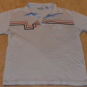 80s Royale Air Mens Vintage Med Blue Short Sleeve Muscle Fit Polo